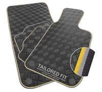 Car Mats to fit Ford Grand Tourneo Connect 7 Seater 2015-2022 Checker Rubber with Grey & Yellow Dual Colour-Tech Trim [CHECK-2471]