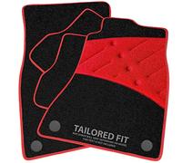 Car Mats to fit Ford Tourneo Connect 5 Seater (2015-2022) Black Carpet with Red Ribbed Trim & Red Full Width Heel Pad [1634]