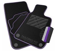 Car Mats to fit Jeep Avenger Electric [E] (2023 -) Black Carpet with Purple & Grey Trim & Black Rectangle Heel Pad [2744]