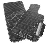 Car Mats to fit Peugeot 107 2005-2014 Checker Rubber with Grey & Silver Dual Colour-Tech Trim [CHECK-559]