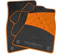 Car Mats to fit Peugeot 207 [With fixings on driver] (2006-2014) Anthracite Carpet with Orange Ribbed Trim & Orange Full Width Heel Pad [1267]