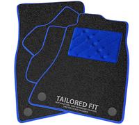 Car Mats to fit Vauxhall Combo E Van (Twist Fixings) (2018 -) Charcoal Carpet with Blue Ribbed Trim & Blue Rectangle Heel Pad [2459]