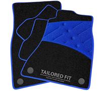 Car Mats to fit Vauxhall Corsa C (2000-2006) Black Carpet with Blue Ribbed Trim & Blue Full Width Heel Pad [833]