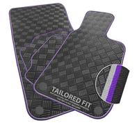Car Mats to fit Vauxhall Corsa E 2015-2019 Checker Rubber with Purple & Grey Dual Colour-Tech Trim [CHECK-1672]