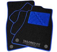 Car Mats to fit Vauxhall Mokka (2012-2020) Black Carpet with Blue Ribbed Trim & Blue Rectangle Heel Pad [1471]