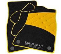 Car Mats to fit Volkswagen Fox (2006-2011) Black Carpet with Yellow Ribbed Trim & Yellow Full Width Heel Pad [910]