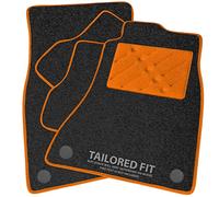 Car Mats to fit Volvo XC40 automatic (2018-2022) Charcoal Carpet with Orange Ribbed Trim & Orange Rectangle Heel Pad [2251]