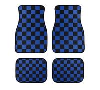car mats universal Universal Checkered Car Floor Mat Accessories Classical Carpet Floor Foot Pad 4PCS Mats Non Slip Car Floor Mat(Blue)