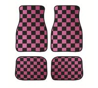 car mats universal Universal Checkered Car Floor Mat Accessories Classical Carpet Floor Foot Pad 4PCS Mats Non Slip Car Floor Mat(Pink)