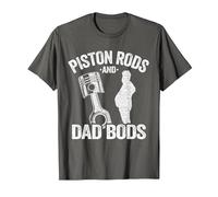Car Mechanic Garage Race Car Parts Piston Rods and Dad Bods T-Shirt, Men, Asphalt Grey, Small