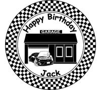 CAR MECHANIC Premium Quality Edible Large 7.5 Inch Round Icing Cake Topper - Text can be Customizable - Make your Celebrations Memorable with Our Delightful Charming Cake Toppers D3