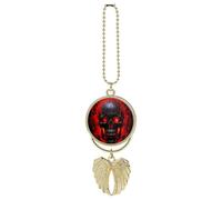 Car Metal Pendant Charms Automotive Interior Mirrors Hanging Ornament, Black and Red Skull Car Charm for Women Men, Car Mirror Hanger New Driver Guardian Angel Gift for Grads