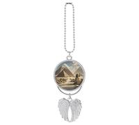Car Metal Pendant Charms Automotive Interior Mirrors Hanging Ornament, Egyptian Pyramids Car Charm for Women Men, Car Mirror Hanger New Driver Guardian Angel Gift for Grads