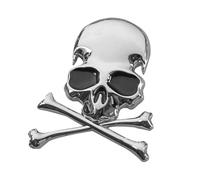 Car Metal Skull, Skull Stickers, Gothic Auto Skeleton Decoration, with Easy to Apply and Remove, Versatile and Weather Resistant, 7.3x6.1 Cm, Gold/Silver, for Sedan, Truck