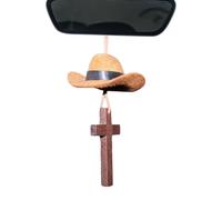 Car Mirror Decor | Cowboy Hat Cross Pendant - Cowboy Hat Ornaments Car Decorations - for Birthday Christmas Men Women Driver Interior Truck SUV RV Sedan Vehicle Home