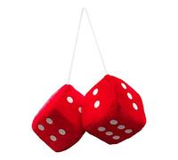 Car Mirror Dice - Professional Premium Rearview Mirror Plush Small Decorative Fuzzy Interior Ornament for Truck SUV Vehicle Hanging Charm Soft Velvet Fabric Classic Racing Style Retro Black White Red
