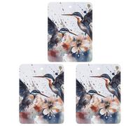 Car Mirror Hanging Air Freshener Exquisite Art with Lily Flowers Birds Watercolor Printed Car Aromatherapy Sheet Car Aromatherapy Tablets Scented Car Perfume Air Freshener