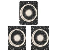 Car Mirror Hanging Air Freshener Exquisite Black And White Art Sun Moon Galaxy Printed Car Aromatherapy Sheet Car Aromatherapy Tablets Scented Car Perfume Air Freshener