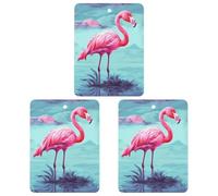 Car Mirror Hanging Air Freshener Exquisite Pink Flamingos Printed Car Aromatherapy Sheet Car Aromatherapy Tablets Scented Car Perfume Air Freshener