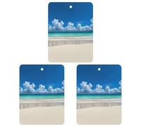 Car Mirror Hanging Air Freshener Exquisite Tropical White Sand Beach Printed Car Aromatherapy Sheet Car Aromatherapy Tablets Scented Car Perfume Air Freshener