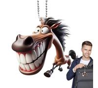 Car Mirror Ornament | 2D Acrylic Horse Car Decor | Prank Cartoon Flat Pendant For Vehicle Decor Men Women Christmas Party Birthday Bag