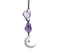 Car Mirror Ornaments,Crystal Car Mirror Hanging Accessories w/Moon & Star Pendant for Car Rear View Mirror
