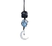 Car Mirror Ornaments,Crystal Car Mirror Hanging Accessories w/Moon & Star Pendant for Car Rear View Mirror