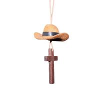 Car Mirror Pendant - Car Ornaments, Western Vintage Cross Pendant | Cowboy Style Interior Accessory, Hanging Rustic Decoration | Mirror Charm For Truck SUV RV Be