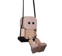 Car Mirror Swinging Pendant - Funny Man Shaking Wooden Legs Figurine | Hanging Rearview Mirror Ornament for Laughter and Vibration, Interior Decoration P