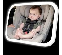 Car Mirror with Lights, Safety Car Seat Mirror for Baby Rear Facing Infant with Wide Crystal Clear View, Shatterproof, Fully Assembled, Crash Tested and Certified