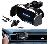 Car Mobile Phone Holder, Electric 360° Rotating Car Phone Holder, Automatic Clamping Mobile Phone Holder, Vent Clip, Hands-Free Anti-Shake Stabiliser, Car Accessories