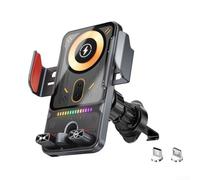 Car Mobile Phone Holder with 66 W Magnetic Head and 15 W Wireless Fast Charging, Automatic Induction Clamp, for iPhone, for Galaxy and for Others for Android Smartphones (Silver)