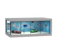 Car Model Display Cabinet: Stackable Vehicle Organizer, Dustproof Acrylic Showcase | Realistic Parking Lot Scene, LED Illuminated Display Case, Soul Solution