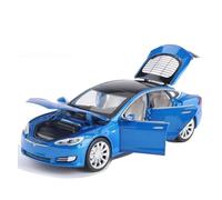 car model For Tesla for Model S P100D Sedan 1/32 Alloy Die Cast Car 6 Door Sound Light Pull Back Saloon (Batteries Not Included)(Blue)