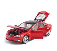 car model For Tesla for Model S P100D Sedan 1/32 Alloy Die Cast Car 6 Door Sound Light Pull Back Saloon (Batteries Not Included)(Red)