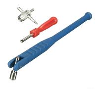 Car Motorbike Tyre Valve Stem Puller Core Remover And Thread Restorer Repair Install Tool Kit With Built In Extractor For Truck Wheel Rim Service Chrome Blue Plastic Metal Device 29cm Length