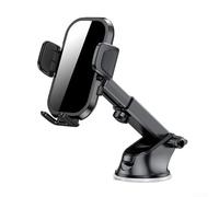 Car Mount Phone Holder with Strong Suction Cup Base for Dashboard Use, Silicone Padded Clamp Arms and 360 Degree Rotation for Adjustable Viewing