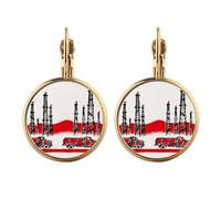 Car Mountain Tower Chinese Revolution Gold Clip On Drop Earrings Non Piercing Dangle Jewelry