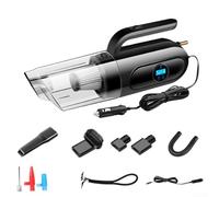Car Mounted Vacuum Cleaner with Tire Inflation Pump 4 in 1 Cleaning and Tool (Black)