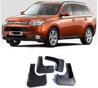 Car Mud Flaps Heavy Duty 4PCS Set for Mitsubishi Outlander 2013-2014 | Durable rubber flexible in UK freezing cold,25-min no-drill install,shields car paint from salt,mud,stones & grime,full kit
