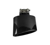Car Muffler Pipe 1 Piece Universal Car Glossy Carbon Fiber Muffler Tip Exhaust Pipe Nozzle Decoration Stainless Silver Oval 150mm Tilting Left Right End Pipes(Polishing-70mm)