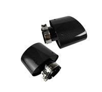 Car Muffler Pipe 1 Piece Universal Car Matte Carbon Fiber Muffler Tip Exhaust Pipe Nozzle Decoration Stainless Silver Oval 150mm Tilting Left Right End Pipes(Bright Black-70mm)