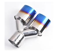 Car Muffler Pipe 1 Piece Universal Dual Burnt Blue Stainless Steel Exhaut Pipe Single Layer Double Shinny Car Muffler Tip End Pipes(63-101mm)