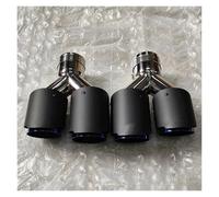 Car Muffler Tip 2pieces Y Pipe Dual Car Universal Exhaust Tips Matt Carbon Fiber Blue Double Exit Exhaust Pipes Muffler Tailpipe Tail Pipe(ID 70MM-OD 101MM)