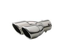 Car Muffler Tip Car Exhaust Pipe Universal Double Outlet Car Muffler Tip Rear Muffler Tip Tail Throat Tail Pipe(Silver straight)