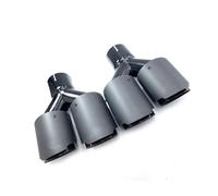 Car Muffler Tip Matt Carbon Fiber Muffler Tip Y Shape Double Exit Exhaust Pipe Mufflers Nozzle Decoration Universal Stainless Black Tail Pipe(IN 70MM-OUT 76MM)