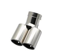 Car Mufflers Exhaust Tail Throat Pipe Tip Flat Universal Bend Stainless Steel Multi-size Dual Outlet Muffler 63MM Car Exhaust Tail Pipe(Silver 63MM)