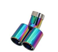 Car Mufflers Exhaust Tail Throat Pipe Tip Flat Universal Bend Stainless Steel Multi-size Dual Outlet Muffler 63MM Car Exhaust Tail Pipe(Multicolor 51MM)