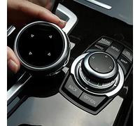 Car Multimedia Knob Cover Replacement for B-M-W F10 F20 F30 IDrive, Black Car Multimedia Control Button Cover Trim for 1 3 5 Series (Arrow Pattern)