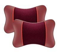 Car Neck Pillow for Fiat 500X 2014-, PU Leather Neck Support Car Seat Pillow with Removable Cover for Passenger or Driver,Claret
